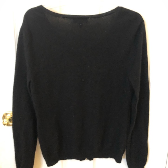 Black 100% cashmere cardigan with ruffle detail - Picture 3 of 3